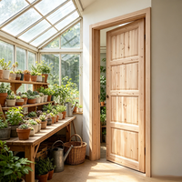 Homestay Rustic Solid Fir Timber Solid Wood Door Natural Grain Door for Guest Room Decoration