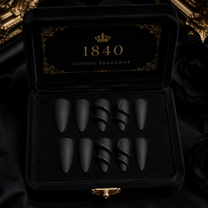 Ongles à presser en PMMA noir mat certifiés CE, motif serpent, longs, forme stiletto, couverture complète, design personnalisé pour les doigts - Product Image 4