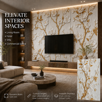 MORLENX Panneau mural décoratif en relief 3D à fleurs blanches, PVC UV imperméable, facile à nettoyer, pour l'intérieur du salon