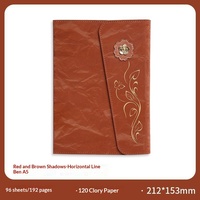 Carnet A5 Nouveau Style à Fleurs Dorées, Très Esthétique, Pliant en Trois, Élégant, Luxe Léger, pour Bureau et Réunions, avec Reliure Cousue, Idéal Cadeau