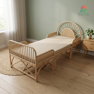Cuna de Ratán Nhat Minh, Color Natural, Diseño Tropical, Cama para Bebé de 0 a 3 Años, Muebles Infantiles - Product Image 4