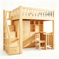 Modernes Umweltfreundliches Beige Vertikales Massivholz-Doppelbett Lederkopfteil 4 Schubladen 2 Nachttische 3-teiliges Schlafzimmer-Set Apartment