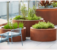 Vases modernes de luxe pour l'extérieur en forme d'anneau Jardinières rondes Plante en pot Anneau de jardinière en acier corten