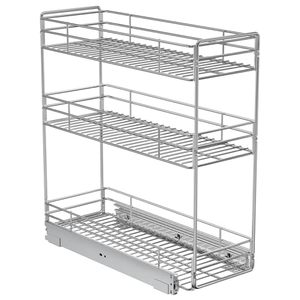 Estante de Almacenamiento Extraíble de 3 Niveles para Cocina, Estante de Alambre Cromado, Organizador de Especias para Montar en el Suelo - Product Image 1