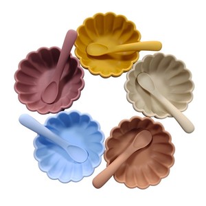 Kelutd BPA 프리 꽃무늬 디자인 어린이 방수 실리콘 유아용 식기 세트, 방수 및 낙하 방지 흡착식 그릇 - Product Image 6