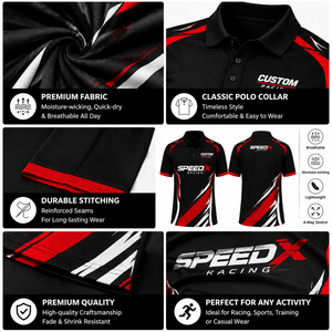 Camisetas Polo de Carreras Personalizadas para Hombre, con Estampado Completo, de Secado Rápido, Elásticas, Antibacterianas, con Logotipo Bordado - Product Image 2