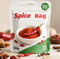 Sachets personnalisés laminés à fond plat pour épices piquantes, matériau d'emballage pour condiments, sacs scellés pour assaisonnements et épices
