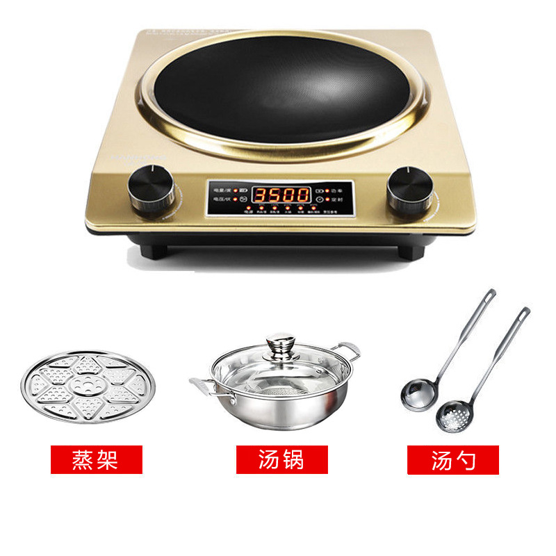 Cóncavo dorado 3500W [Rejilla para vaporera y cucharón para sopa]