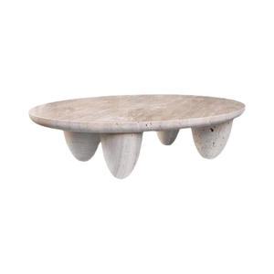 Mesa de Centro de Travertino Natural de Alta Gama con Patas Curvas Orgánicas, Mesa Artística para Sala de Estar Moderna Italiana Estilo Wabi-Sabi y <span class=keywords><strong>Hotel</strong></span> - Product Image 5