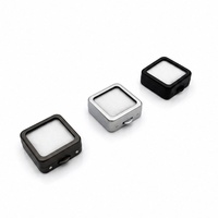 Boîte de présentation personnalisée en métal avec fermeture à pression pour pierres précieuses, fenêtre transparente, étui de rangement noir et argenté pour pierres précieuses