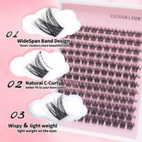 Extensions de cils en bouquets premium 10-18mm, longueurs mixtes, effet éventail naturel, pour pose DIY, en fibres légères et douces, pour salon