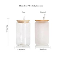 Gobelet en verre à double paroi de 16 oz pour boule à neige, vierge, pour sublimation, avec trou pré-percé