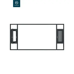 RTS 슬라이딩 알루미늄 창 미국 슬림 프로필 108 여닫이 다크 브라운 색상 프레임 더블 여닫이 창 화재 등급