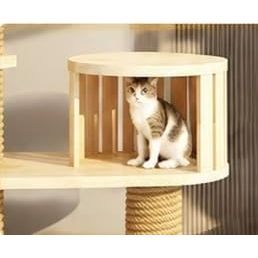 Árbol para Gatos Multifuncional de Madera Maciza con Cuerda de Cáñamo, 4 Niveles, con Hamaca y Casa Acogedora, 92 Pulgadas, para que los Gatos se Escalen - Product Image 4
