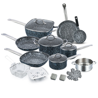 Ensemble de casseroles en aluminium antiadhésif 18 pièces, compatible induction, passe au lave-vaisselle, ustensiles de cuisine