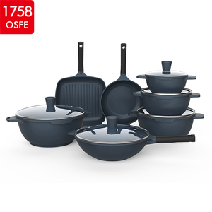 Juego de cazuela de cerámica antiadherente para el hogar, juego de utensilios de cocina de aluminio con mango de baquelita, Base de inducción - Product Image 1