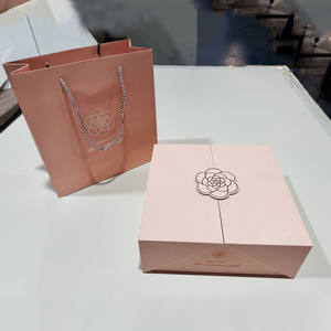 Caja rígida de lujo para San Valentín, cartón de papel rosa, caja de embalaje de papel para envolver regalos de doble puerta - Product Image 4