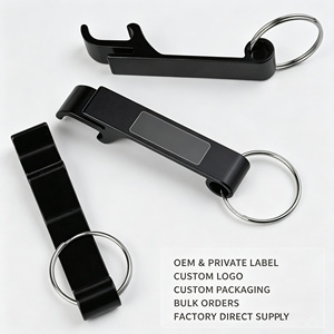 Porte-clés décapsuleur en métal noir personnalisable, design léger en alliage avec anneau porte-clés pour usage quotidien - Product Image 3