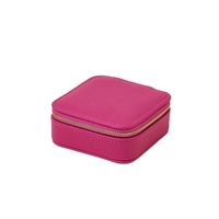 Boîte de rangement à bijoux promotionnelle personnalisée en cuir PU à rayures classiques pour voyage