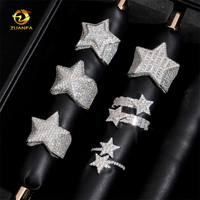 Offre Spéciale En Stock Bague Homme Moissanite Étoile Iced Out en Argent 925, Style Hip Hop, Passe le Testeur de Diamant, Bague Cubaine Tendance pour Homme