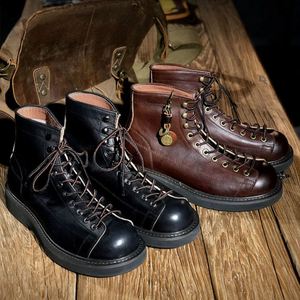 Botas de Hombre de Cuero Genuino para Exteriores, con Aumento de Altura, Antideslizantes, Casuales, Retro, Transpirables, para Otoño y Trabajo - Product Image 6