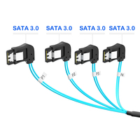 Cable de Datos Interno para Servidor SFF-8643 a SATA 3.0 Mini SAS de 4 Puertos en Ángulo Izquierdo, 12 Gbps, con Revestimiento de Nailon para HDD/SSD SATA