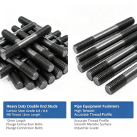 Carbon Steel Double End Stud Bolt, Grade 4.8 & 8.8, Threaded Stud for Flange & Pipe Connection