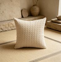 Coussin décoratif texturé beige effet popcorn, coussin décoratif en tricot à bulles doux pour canapé, lit, salon