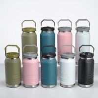 Vaso Térmico de Acero Inoxidable de 1200 ml con Logotipo Personalizado, Doble Pared, Aislamiento al Vacío, Tapa con Pajita Abatible, Botella de Agua Deportiva para Viajes al Aire Libre