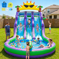 Toboggan gonflable géant commercial d'extérieur pour adultes avec piscine, toboggan aquatique gonflable personnalisé pas cher pour enfants pour fête en jardin
