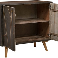 Buffet moderne italien décoratif Madia à 2 portes avec base en métal et rangement en bois pour la maison