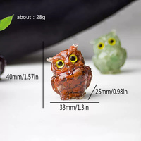 Statue de hibou en résine faite à la main en cristal naturel, pierre précieuse de guérison Reiki, figurines d'animaux, pierres de jaspe rouge, décoration de la maison, cadeaux