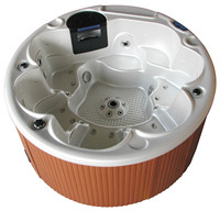 Baignoires de massage rondes européennes autoportantes en acrylique, de luxe, écologiques et modernes, pour 6 personnes, idéales pour les grands espaces extérieurs et les jardins.