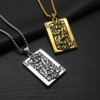 Colliers pendentifs Hip Hop Punk Poker Spades K en acier inoxydable imperméable, bijoux de mode plaqués or 18 carats pour hommes, vente en gros