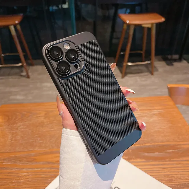 Cooling Mesh Heat Dissipation Case for Iphone16 15 14 13 12 11 Pro Max Mini Breathable Matte Slim Shockproof PC Cover