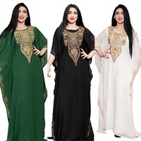 Robe Abaya Arabe du Moyen-Orient, Crochetée, Unie, Teinte, Taille Haute, Longueur Genou, Formelle, Très Vendue à l'International, Effet Filet Pailleté