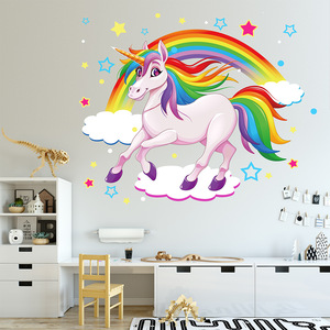 Autocollants muraux <span class=keywords><strong>licorne</strong></span> originaux, adhésif de mur, pour chambres d'enfants, salon, décoratifs, verts, papier peint décoratif - Product Image 3