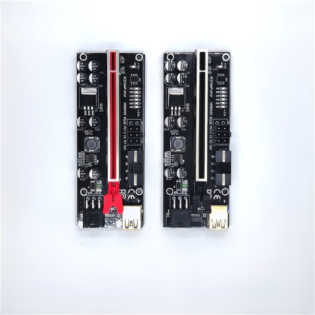 VER 010S PLUS PCI-E PCIE Riser Card 009s PCI Express Adapter Molex 6Pin SATA 8 Capacitor gpu..