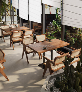 Ensemble bistrot minimaliste en bois naturel, table carrée sur piétement, chaise de salle à manger empilable en bois <span class=keywords><strong>clair</strong></span>, pour salon de thé, vente en gros - Product Image 6