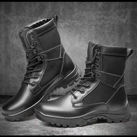 Bottes tactiques pour hommes en gros, respirantes avec doublure en maille, chaussures de randonnée et d'entraînement noires à lacets, semelle extérieure en caoutchouc pour été et hiver