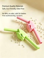 Paille en silicone détachable à motif de dessin animé, résistante à la chaleur, pour bébé, pour soupe, bouillie, boisson, vaisselle pour enfants