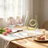 Ensemble de carafe à vin en cristal soufflé à la main de haute qualité Xipan, couleur personnalisée, 2 verres, vaisselle de bar moderne pour la maison de luxe