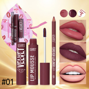 Kits à lèvres personnalisés 3 en 1 OEM avec crayon à lèvres, rouge à lèvres et gloss, crayon à lèvres crémeux vegan anti-transfert - Product Image 3