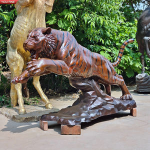 YOUFINE Custom Enterprise entrada y cuadrado al aire libre grande elegante Animalier Attack Pose bronce rugiente estatua de tigre - Product Image 5