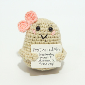 Meilleure vente transfrontalière : Ensemble de poupées en coton tricoté avec expressions amusantes (Pomme de terre, Concombre, Œuf) et pendentifs, pour <span class=keywords><strong>l</strong></span>'énergie positive - Product Image 5