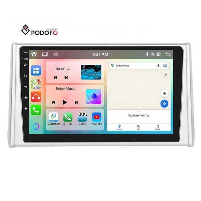 Podofo Android Car Stereo 10'' 4+64G Car Radio Carplay Android Auto for Toyota RAV4/ Veranda 2018-2020 IPS DSP GPS RDS WIFI