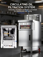 Freidora Eléctrica Comercial de un Solo Tanque para Pollo Frito y Papas Fritas con Control Programable y Elevación Automática