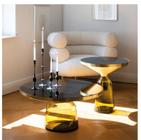 Mini Table d'appoint ronde en verre Transparent Table de dîner lumière luxe salon chambre meubles café Boutique Table d'appoint