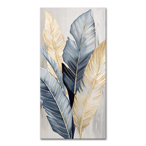 Mintura fatta a mano in tela di fiori astratti arte murale stile moderno europeo minimalismo foglia di Banana pittura a olio fiori dipinti - Product Image 1