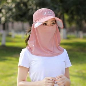 Chapeaux de soleil d'été avec masque facial amovible, respirants, unisexes, pour le travail, avec ouverture pour queue de cheval, décontractés, pour la pêche et le quotidien - Product Image 2